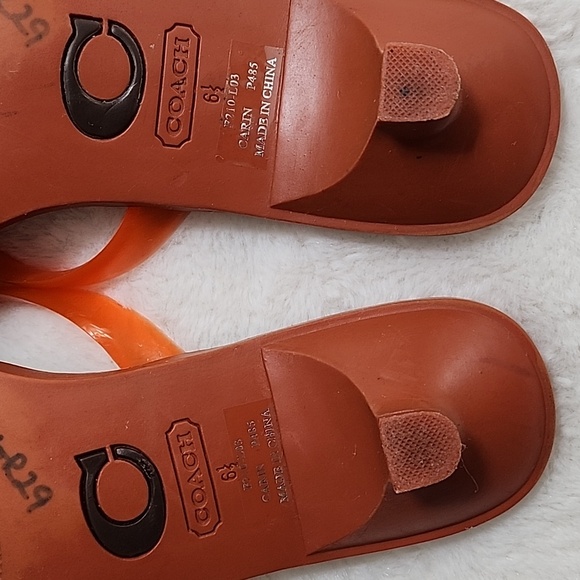 Coach Y2K Carin Orange Rubber/Jelly Kitten Heel Thong Size 6 - Picture 8 of 16